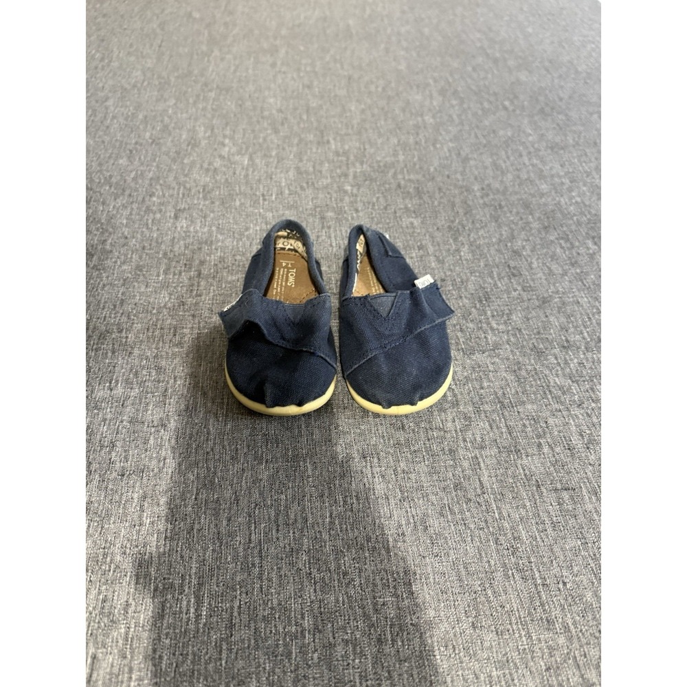 Toms Classic Style Blue Canvas Infant Toddler Size T4 Baby Shoes